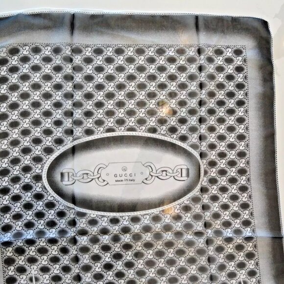 NEW AUTHENTIC RARE 2024 GUCCI 100% SILK SCARF SCARVE BLACK WHITE 60"X20" - Picture 4 of 16